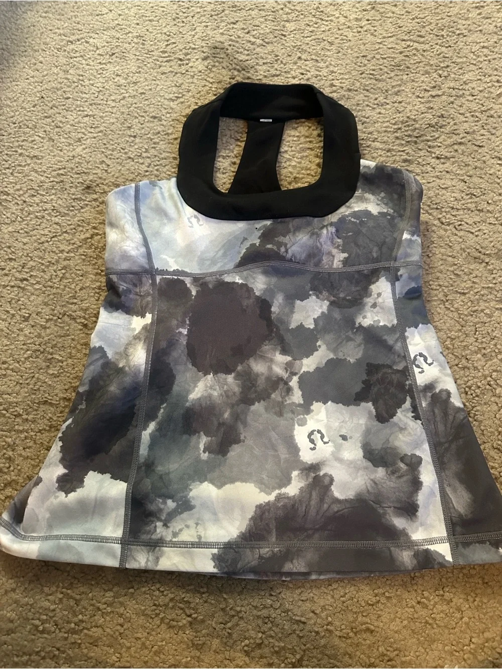 LULULEMON Halter Workout Tank Top in Gray Watercolor Print - Picture 2 of 8